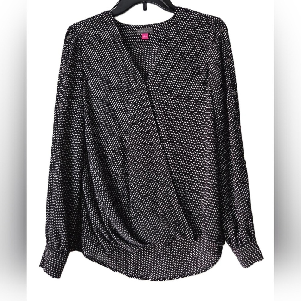 Vince Camuto Black and White Polka Dot Blouse Size S